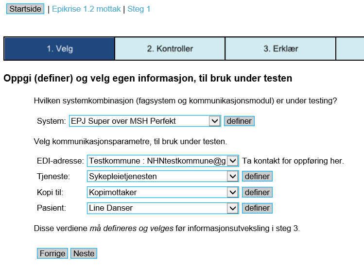 Opprettede tester vil bli merket med (Merknad) dersom NHN har gjort endringer i testmateriellet etter at du startet testen.