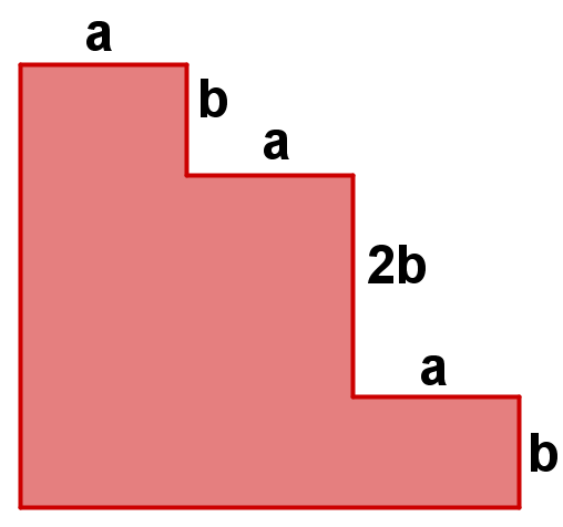 5. (C4-2010) Hvor stor er omkretsen til figuren? (A) 3a + 4b (B) 3a + 8b (C) 6a + 4b (D) 6a + 6b (E) 6a + 8 b Kan man finne sidekanter eller lengder som er like lange.