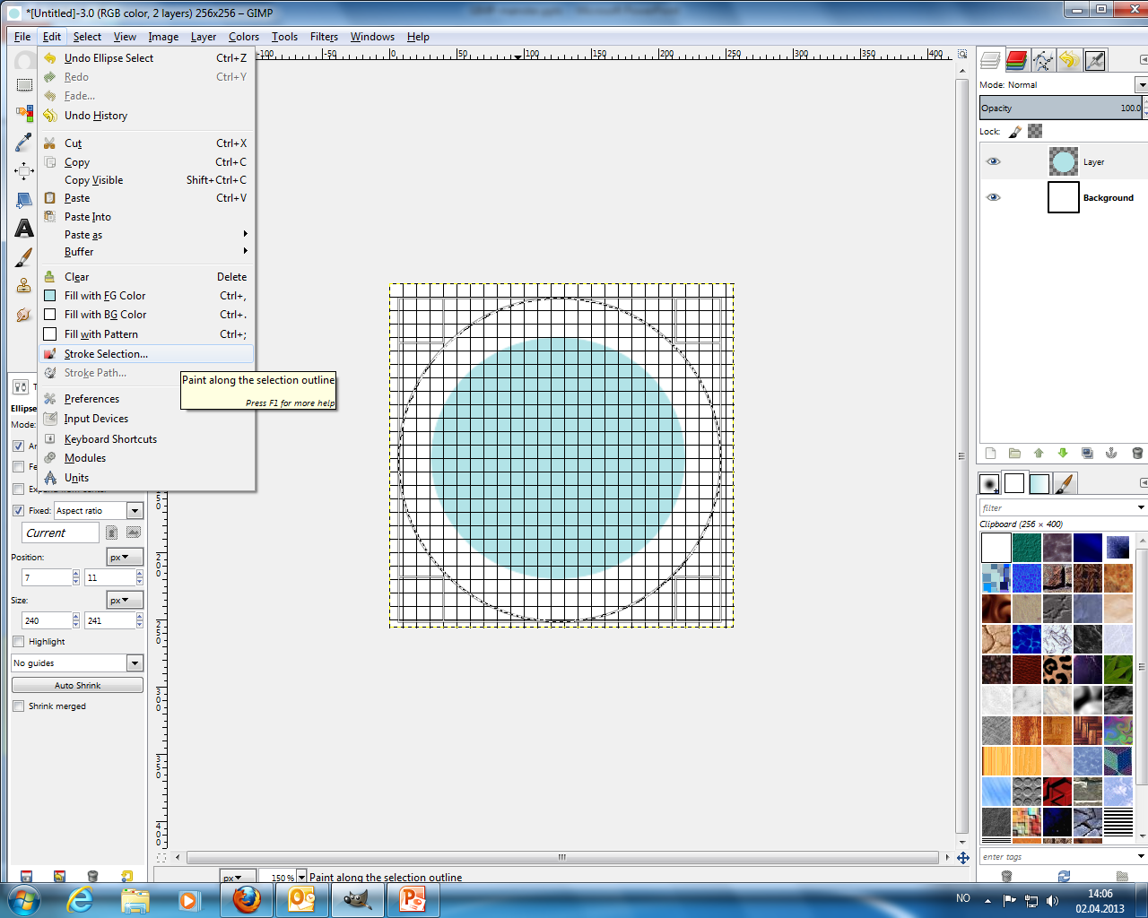 Det går an å tegne et omriss rundt en sirkel eller et kvadrat / rektangel.