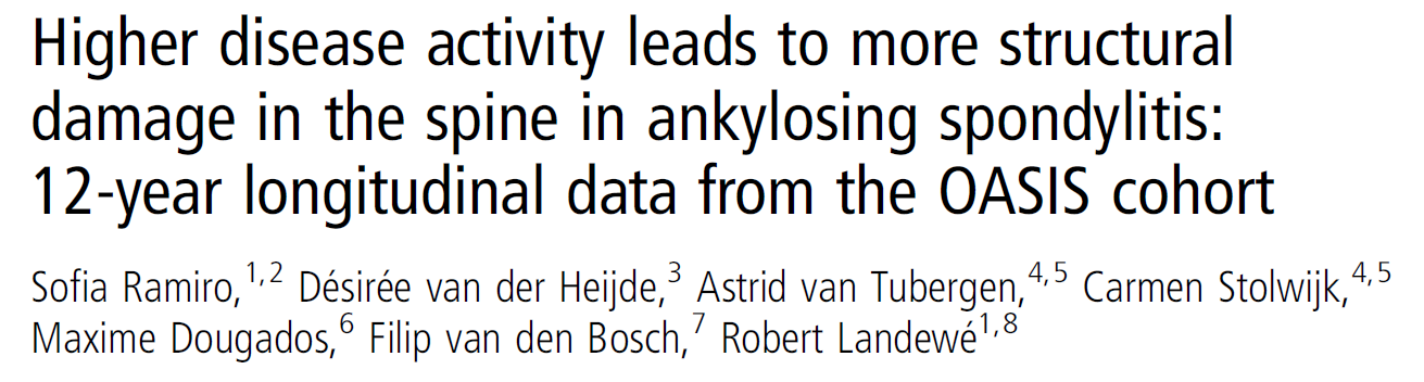 Ny forskning: To analyse the long-term relationship between disease activity and radiographic damage in the spine in patients with ankylosing spondylitis (AS).