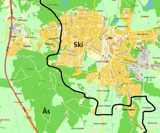 Folkerike kommuner med mikroareal vokser inn i hverandre Skedsmo 77 km2 2015: 51 700