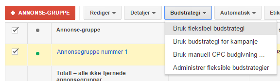 Fleksibel budstrategi Maksimer antall klikk Målrett mot sideposisjon Mål for kostnad per kjøp (CPA) Utvidet kostnad per