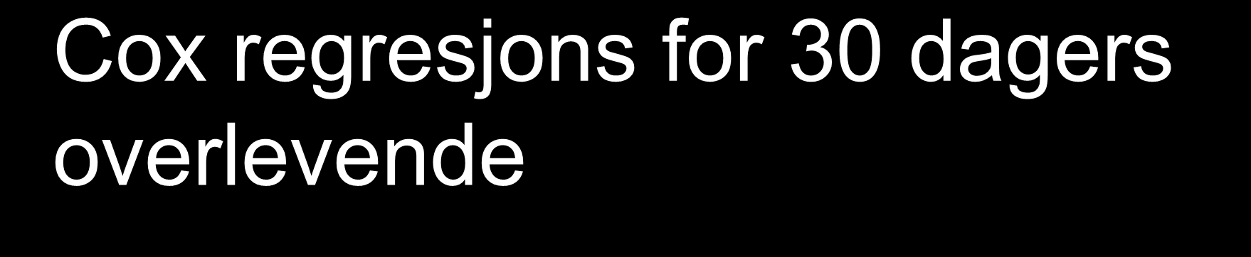 Cox regresjons for 30 dagers overlevende Hazard ratio (CI) p Age Sex mrs score on discharge Myocardial infarction Angina pectoris Atrial fibrillation Smoking Intermittent