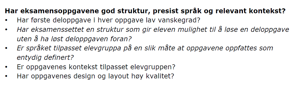 Utvikling av oppgaver språklig høy kvalitet I forbindelse med presentasjonen av rapporten «Vurdering av eksamen i matematikk» som fant sted 13.