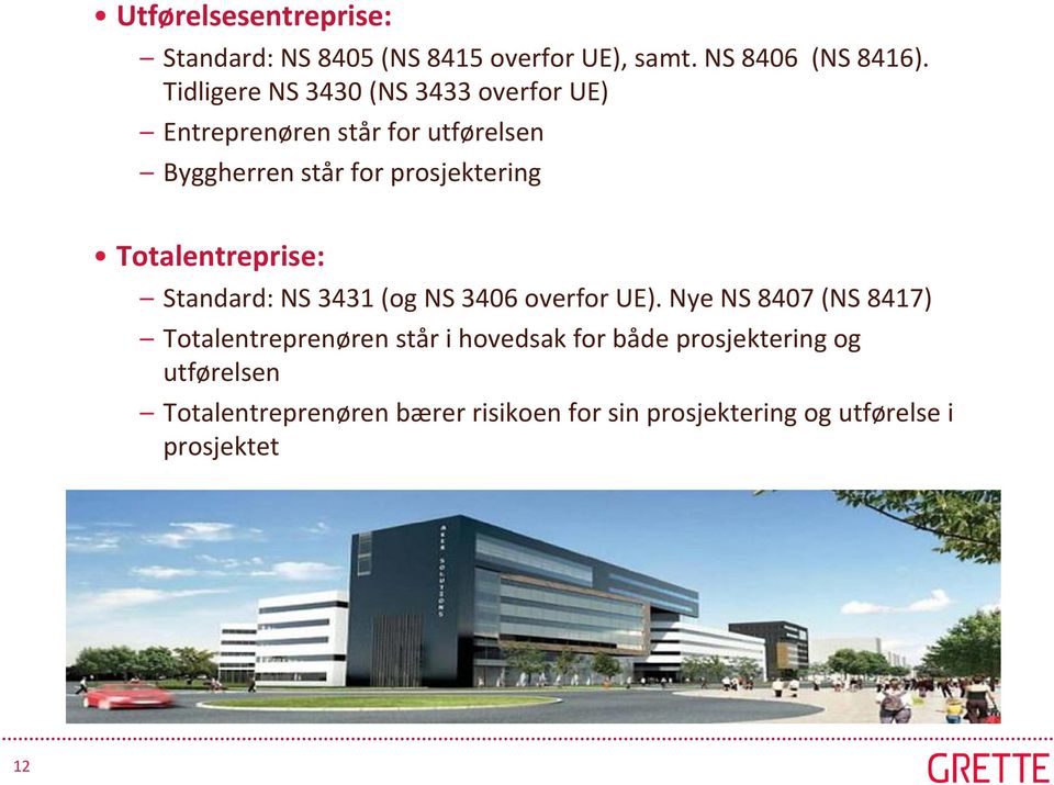 Totalentreprise: Standard: NS 3431 (og NS 3406 overfor UE).