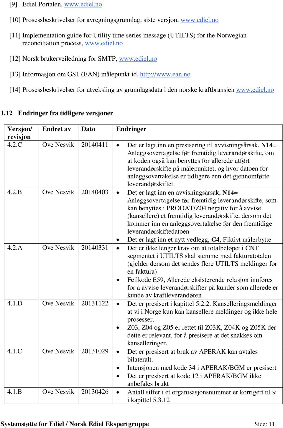 no [14] Prosessbeskrivelser for utveksling av grunnlagsdata i den norske kraftbransjen www.ediel.no 1.12 