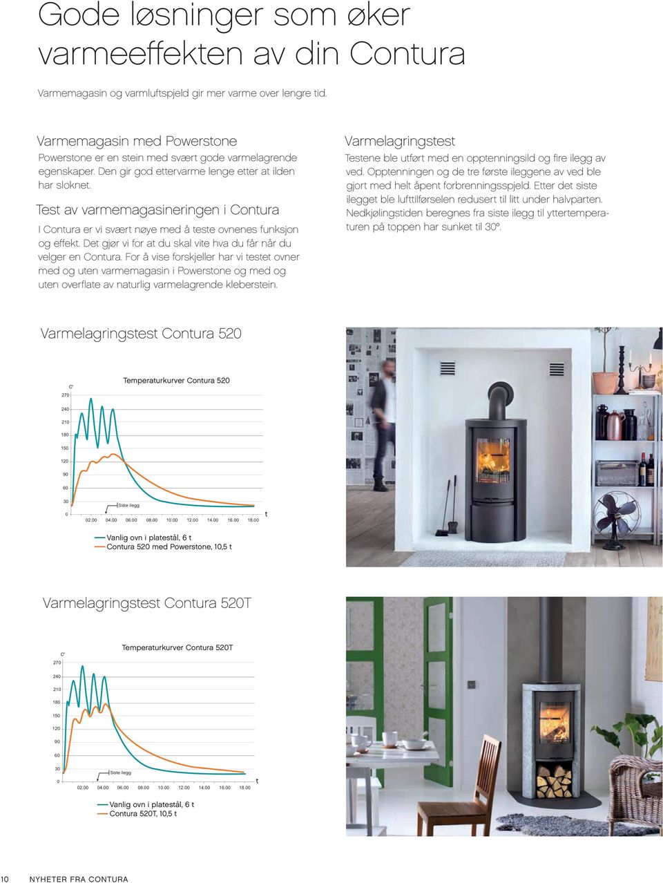 Test av varmemagasineringen i Contura I Contura er vi svært nøye med å teste ovnenes funksjon og effekt. Det gjør vi for at du skal vite hva du får når du velger en Contura.