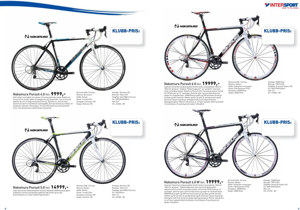 Sykkelen er, med sin lette aluminiumsramme med Aprebic karbongaffel, blant de letteste (ca. 8.5kg) i sin prisklasse.