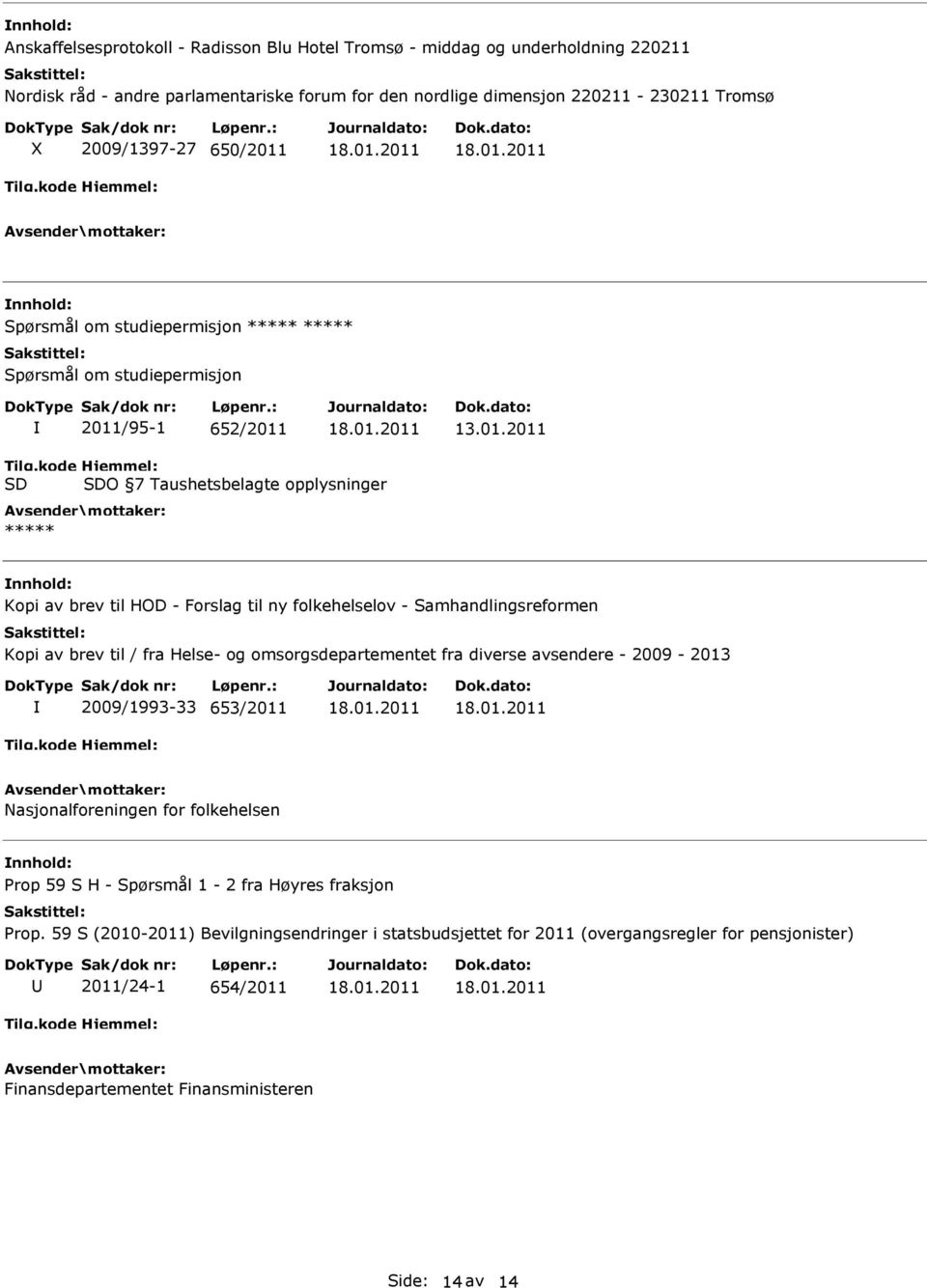 kode SD Hjemmel: SDO 7 Taushetsbelagte opplysninger ***** Kopi av brev til HOD - Forslag til ny folkehelselov - Samhandlingsreformen Kopi av brev til / fra Helse- og omsorgsdepartementet fra diverse