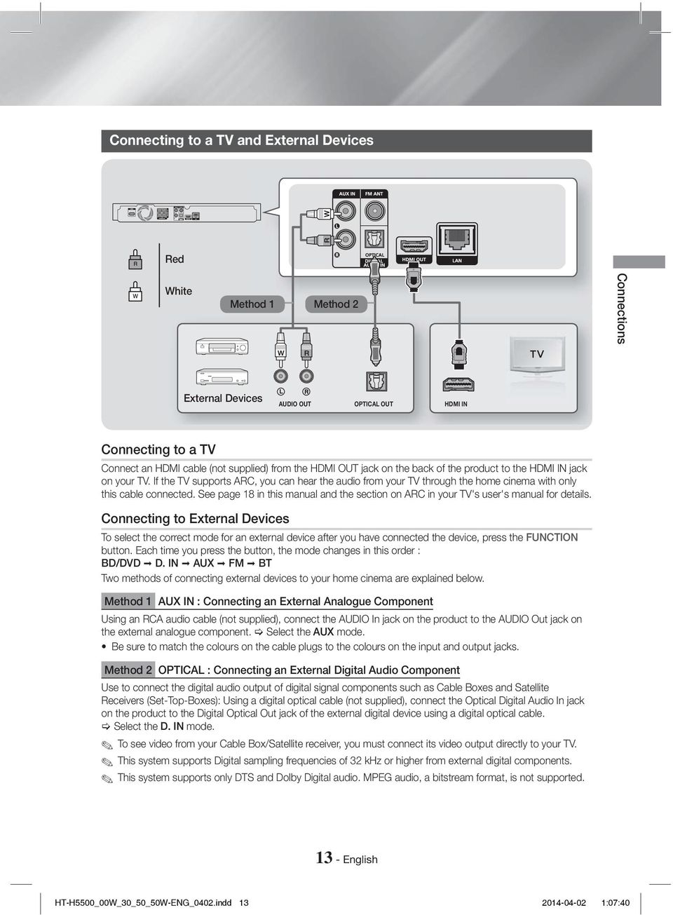 See page 18 in this manual and the section on ARC in your TV's user's manual for details.