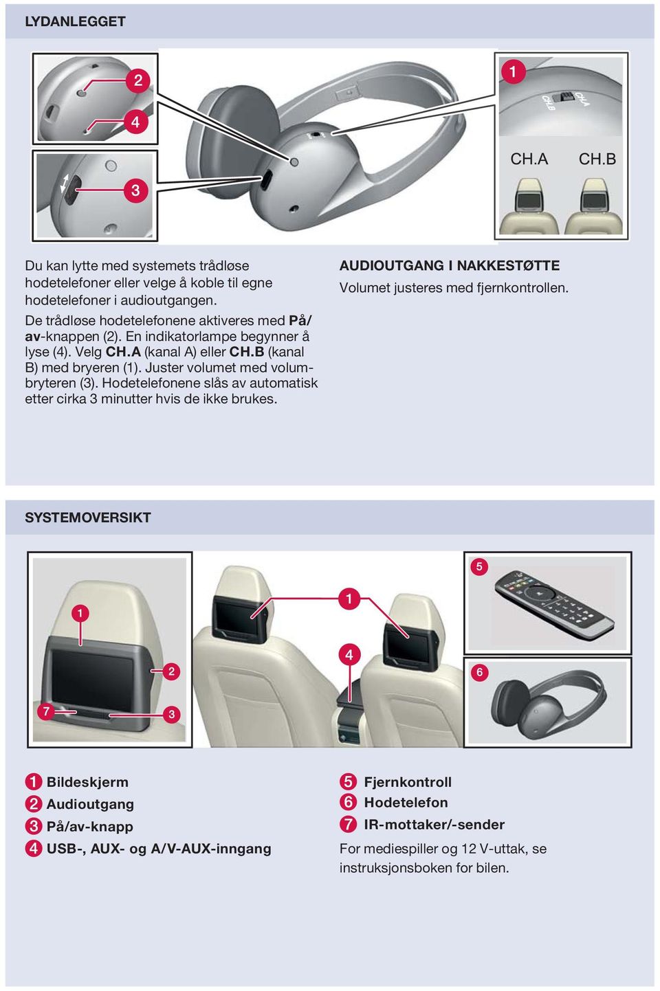 Juster volumet med volumbryteren (3). Hodetelefonene slås av automatisk etter cirka 3 minutter hvis de ikke brukes.