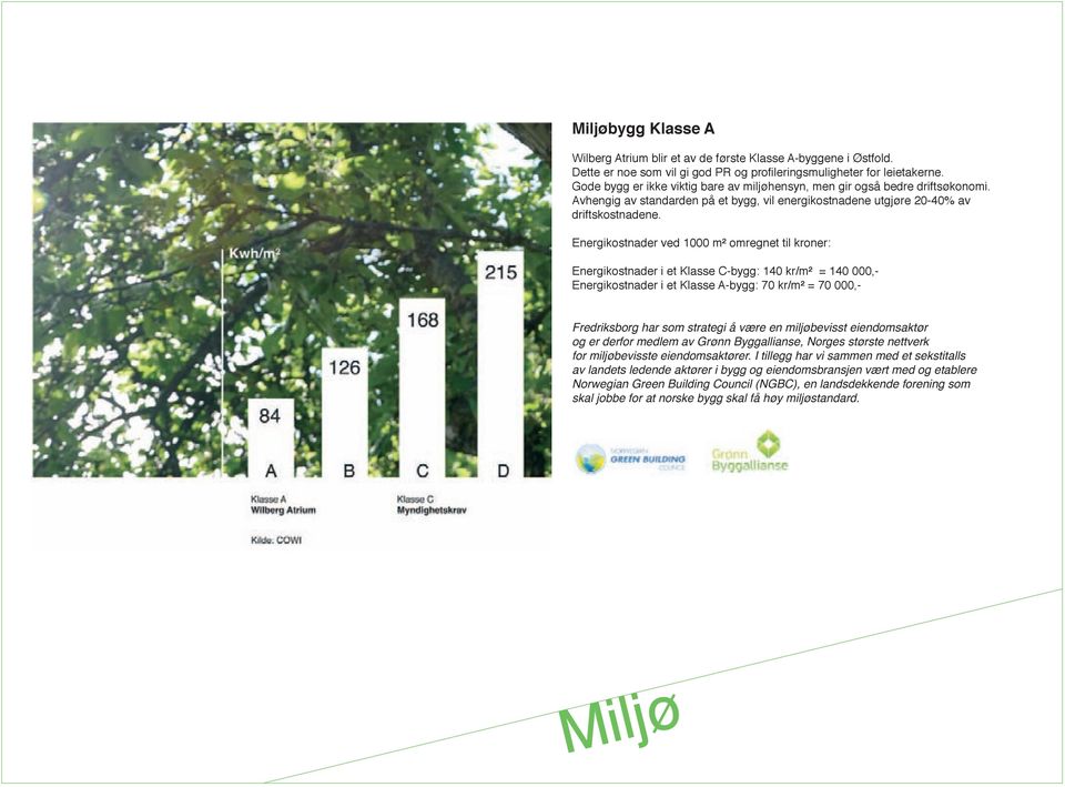 A B C D Klasse A M MlMMrM MtrMum Energikostnader ved 000 m² omregnet til kroner: Kilde: COWK 8 Klasse C MynM MMMtsMrMv Energikostnader i et Klasse C-bygg: 0 kr/m² = 0 000,- Energikostnader MMlMøMyMM