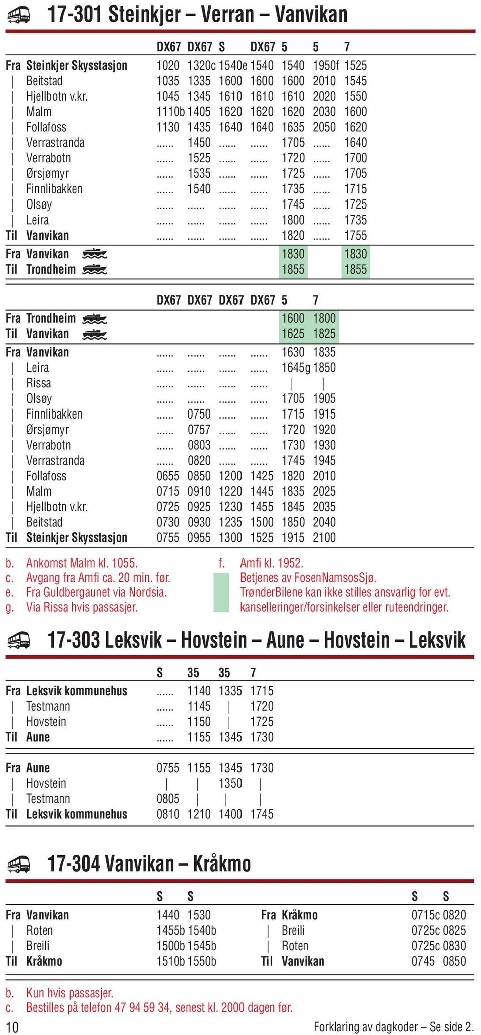 .. 1700 Ørsjømyr... 1535...... 1725... 1705 Finnlibakken... 1540...... 1735... 1715 Olsøy............ 1745... 1725 Leira............ 1800... 1735 Til Vanvikan............ 1820.