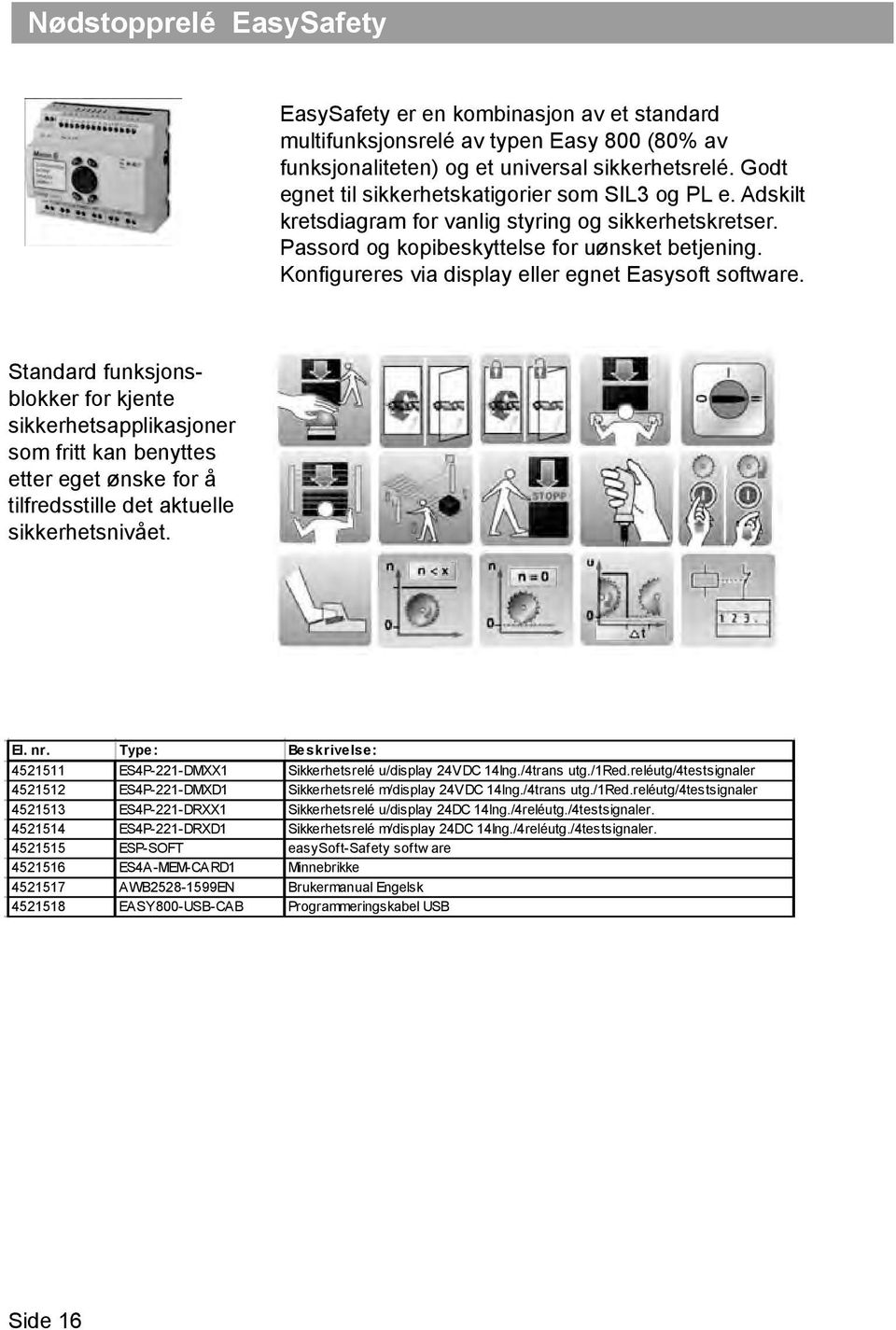 Konfigureres via display eller egnet Easysoft software.