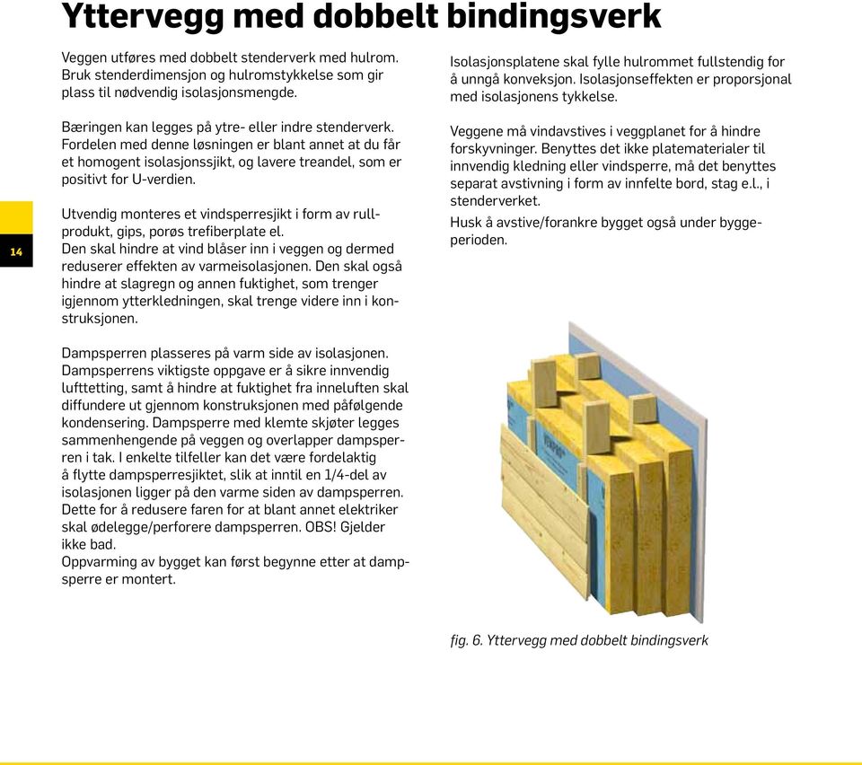 Utvendig monteres et vindsperresjikt i form av rullprodukt, gips, porøs trefiberplate el. Den skal hindre at vind blåser inn i veggen og dermed reduserer effekten av varmeisolasjonen.