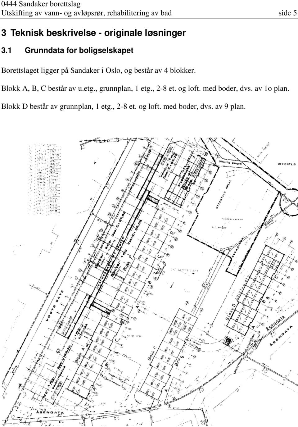 1 Grunndata for boligselskapet Borettslaget ligger på Sandaker i Oslo, og består av 4 blokker.