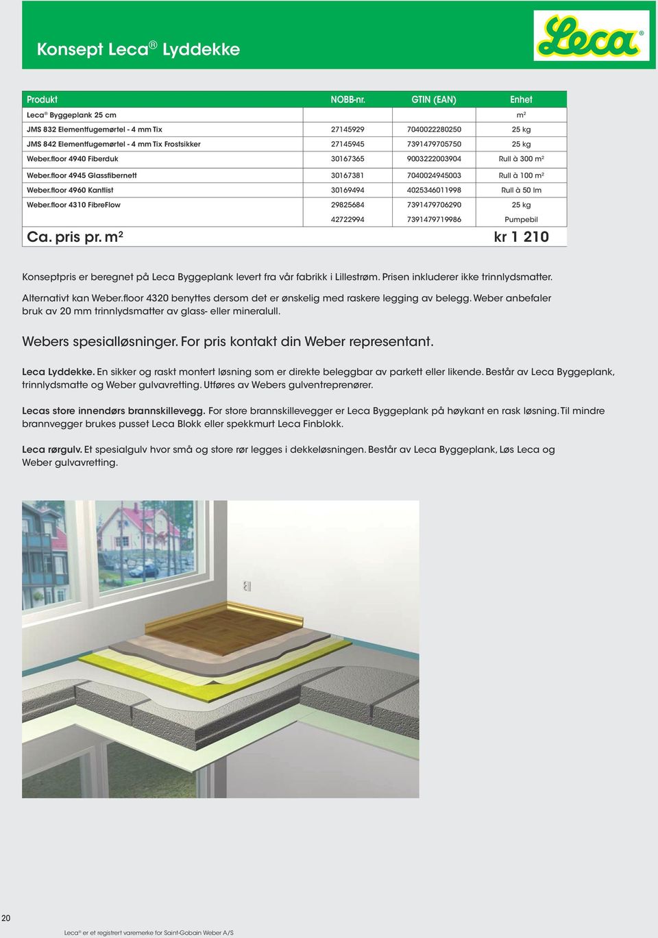 floor 4940 Fiberduk 30167365 9003222003904 Rull à 300 m 2 Weber.floor 4945 Glassfibernett 30167381 7040024945003 Rull à 100 m 2 Weber.floor 4960 Kantlist 30169494 4025346011998 Rull à 50 lm Weber.