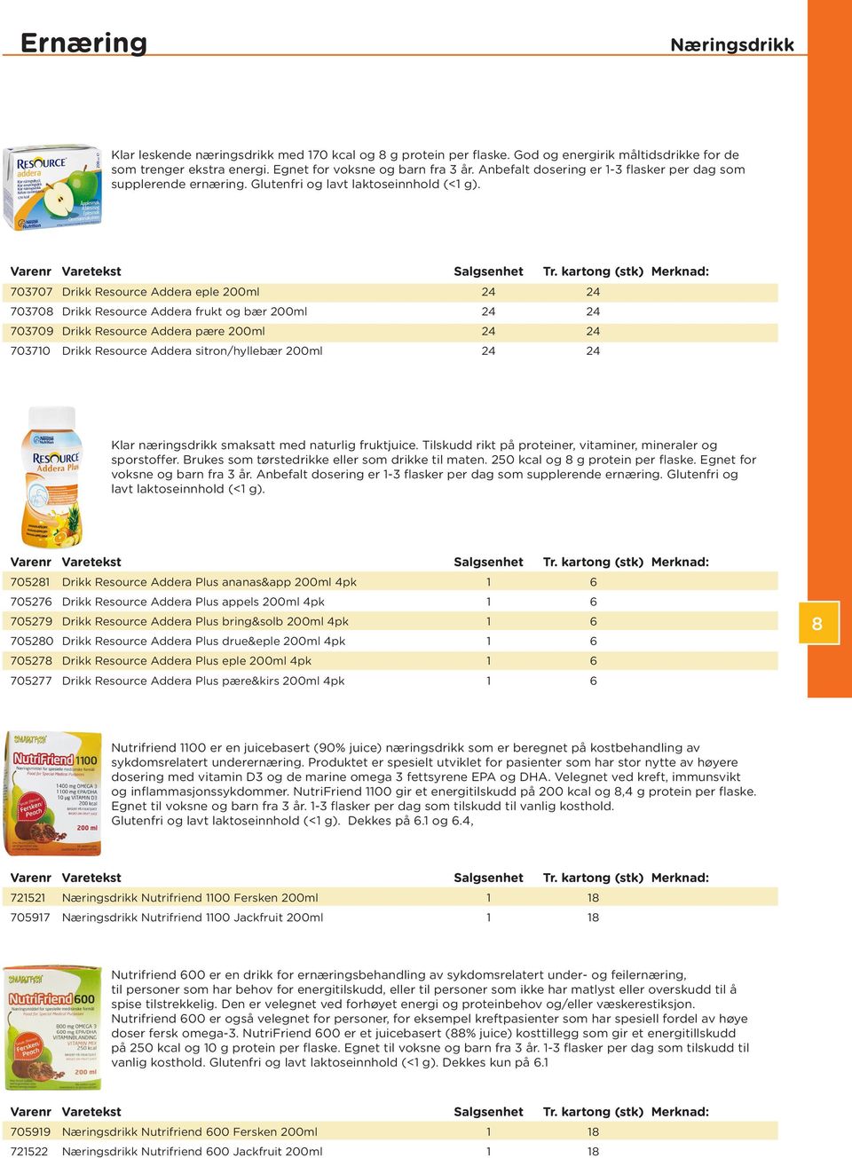 703707 Drikk Resource Addera eple 200ml 24 24 703708 Drikk Resource Addera frukt og bær 200ml 24 24 703709 Drikk Resource Addera pære 200ml 24 24 703710 Drikk Resource Addera sitron/hyllebær 200ml 24