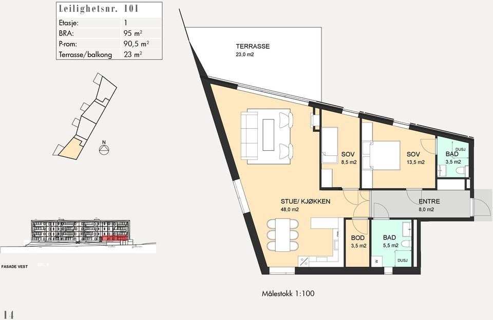 2 P-rom: 90,5 m 2