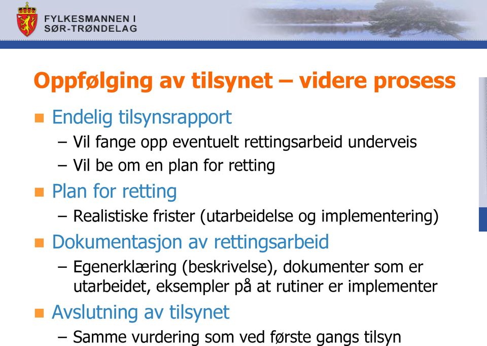 implementering) Dokumentasjon av rettingsarbeid Egenerklæring (beskrivelse), dokumenter som er