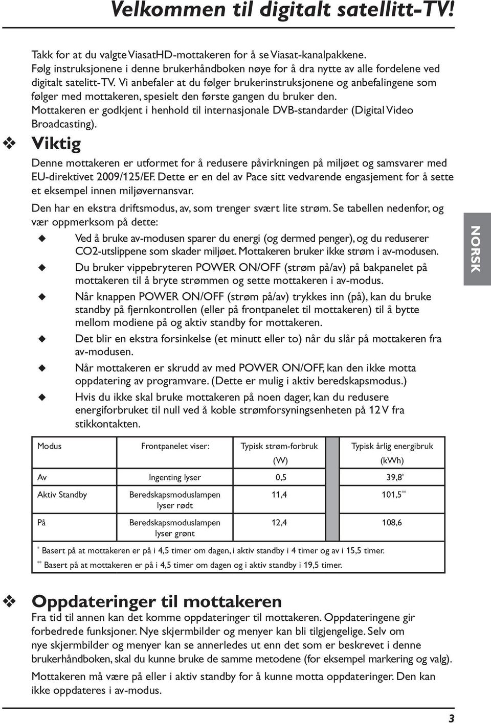 Vi anbefaler at du følger brukerinstruksjonene og anbefalingene som følger med mottakeren, spesielt den første gangen du bruker den.