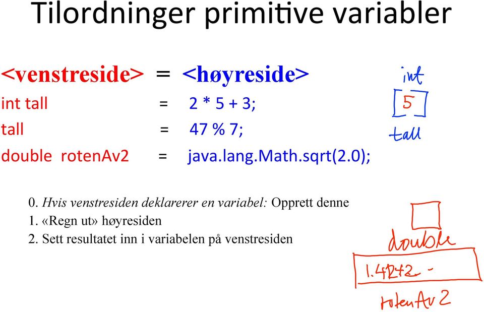 0); 0. Hvis venstresiden deklarerer en variabel: Opprett denne 1.