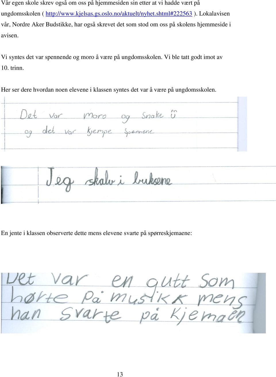 Lokalavisen vår, Nordre Aker Budstikke, har også skrevet det som stod om oss på skolens hjemmeside i avisen.