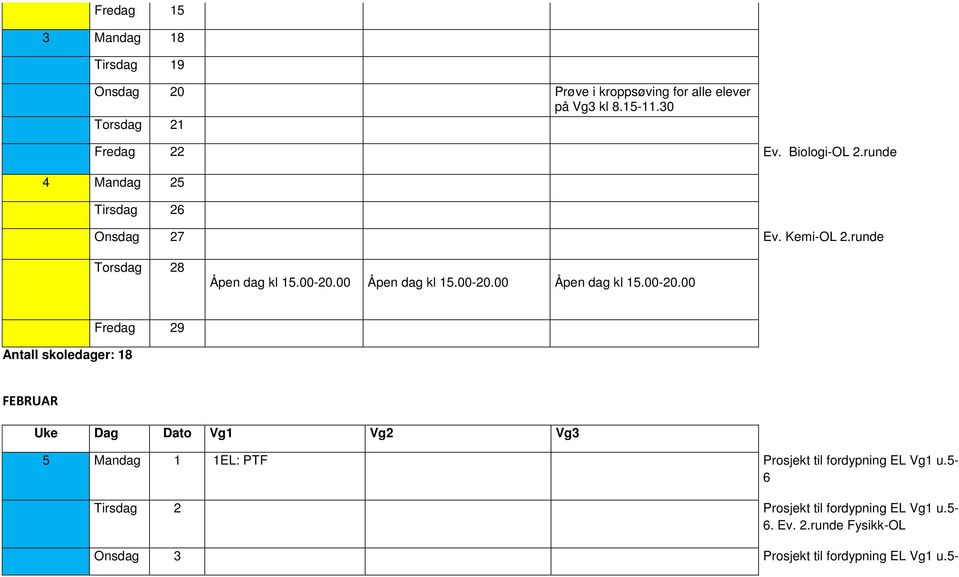 runde Torsdag 28 Åpen dag kl 15.00-20.