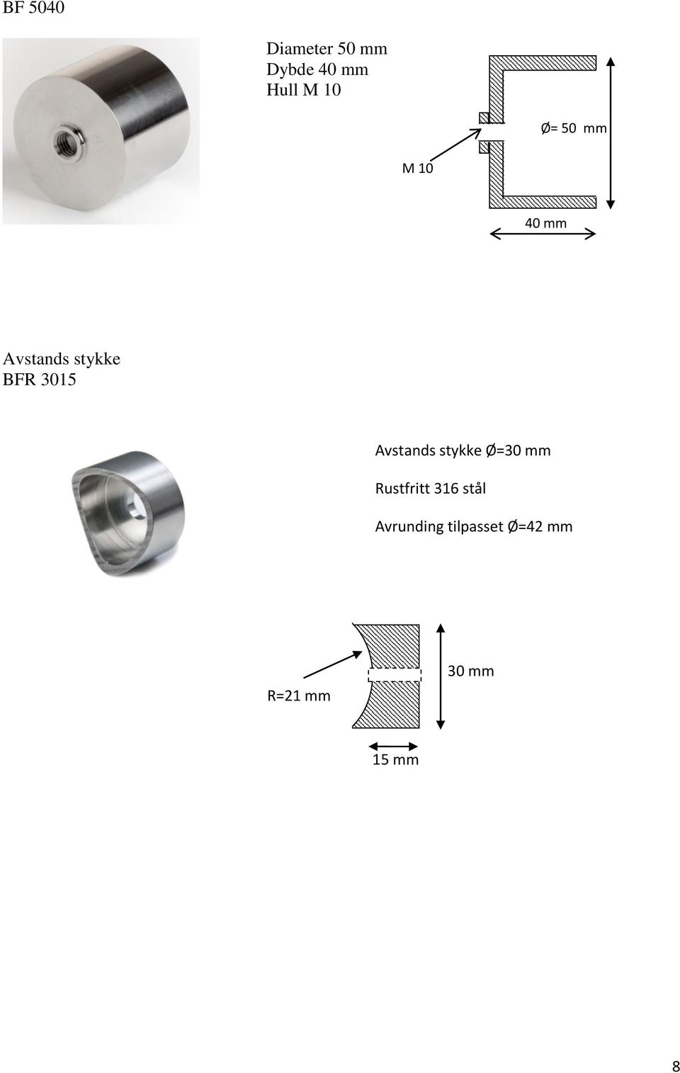 BFR 3015 Avstands stykke Ø=30 mm