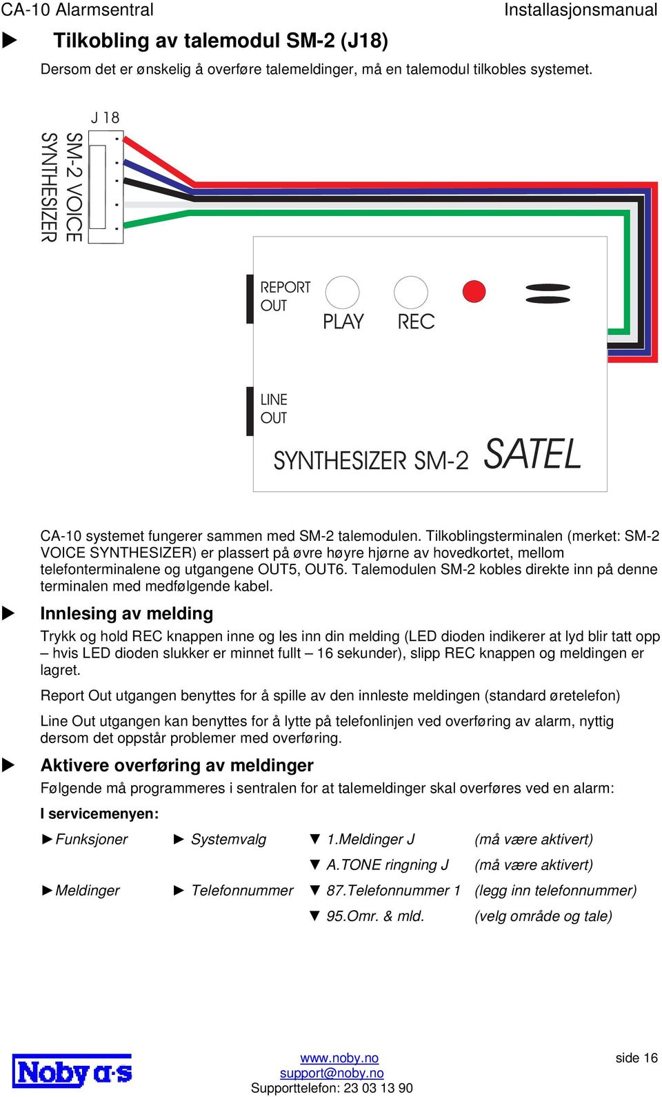 Talemodulen SM-2 kobles direkte inn på denne terminalen med medfølgende kabel.