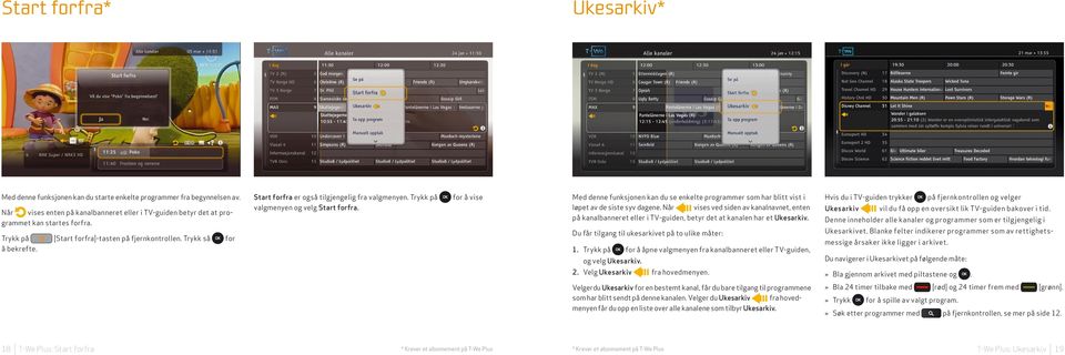 betyr det at programmet kan startes forfra. Trykk på [Start forfra]-tasten på fjernkontrollen. Trykk så for å bekrefte. valgmenyen og velg Start forfra. løpet av de siste syv dagene.