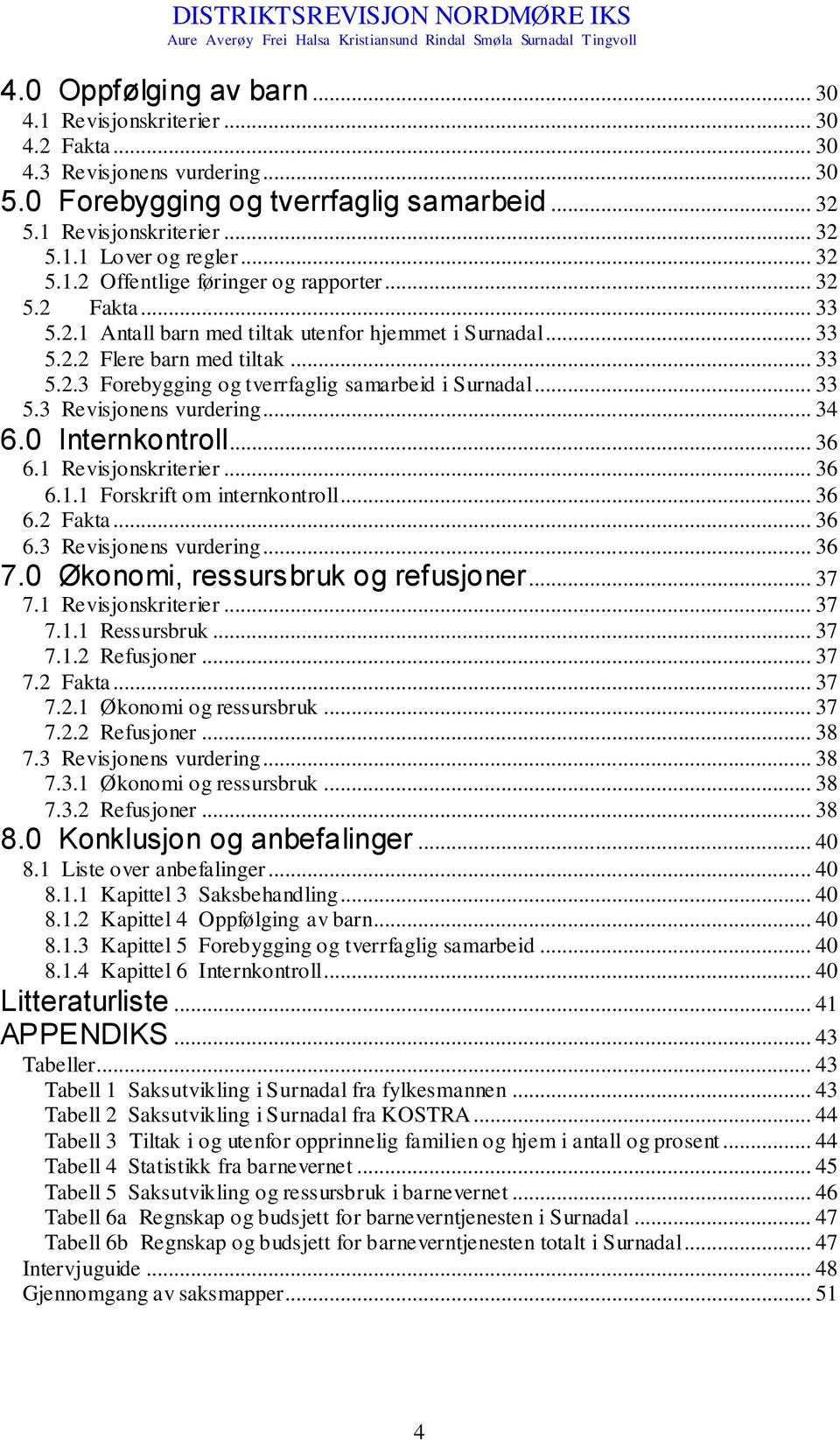 .. 33 5.3 Revisjonens vurdering... 34 6.0 Internkontroll... 36 6.1 Revisjonskriterier... 36 6.1.1 Forskrift om internkontroll... 36 6.2 Fakta... 36 6.3 Revisjonens vurdering... 36 7.