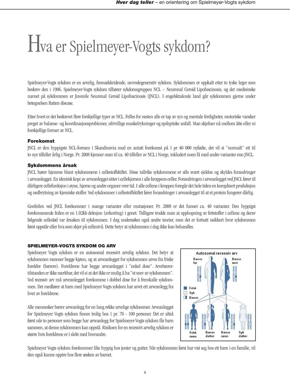 Spielmeyer-Vogts sykdom tilhører sykdomsgruppen NCL Neuronal Ceroid Lipofuscinosis, og det medisinske navnet på sykdommen er Juvenile Neuronal Ceroid Lipofuscinosis (JNCL).