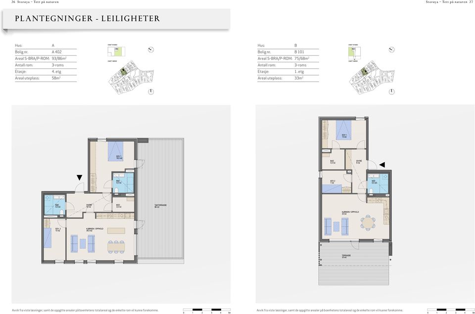 etg Areal uteplass: 58m 2 B Bolig nr.