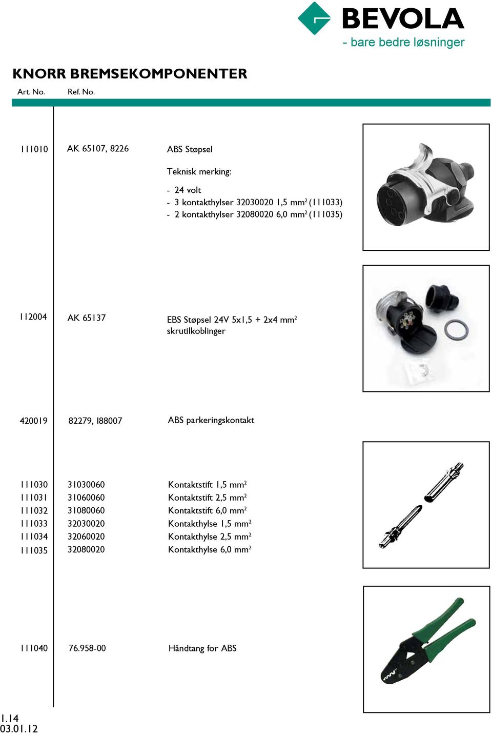 parkeringskontakt 111030 111031 111032 111033 111034 111035 31030060 Kontaktstift 1,5 mm 2 31060060 Kontaktstift 2,5 mm 2 31080060