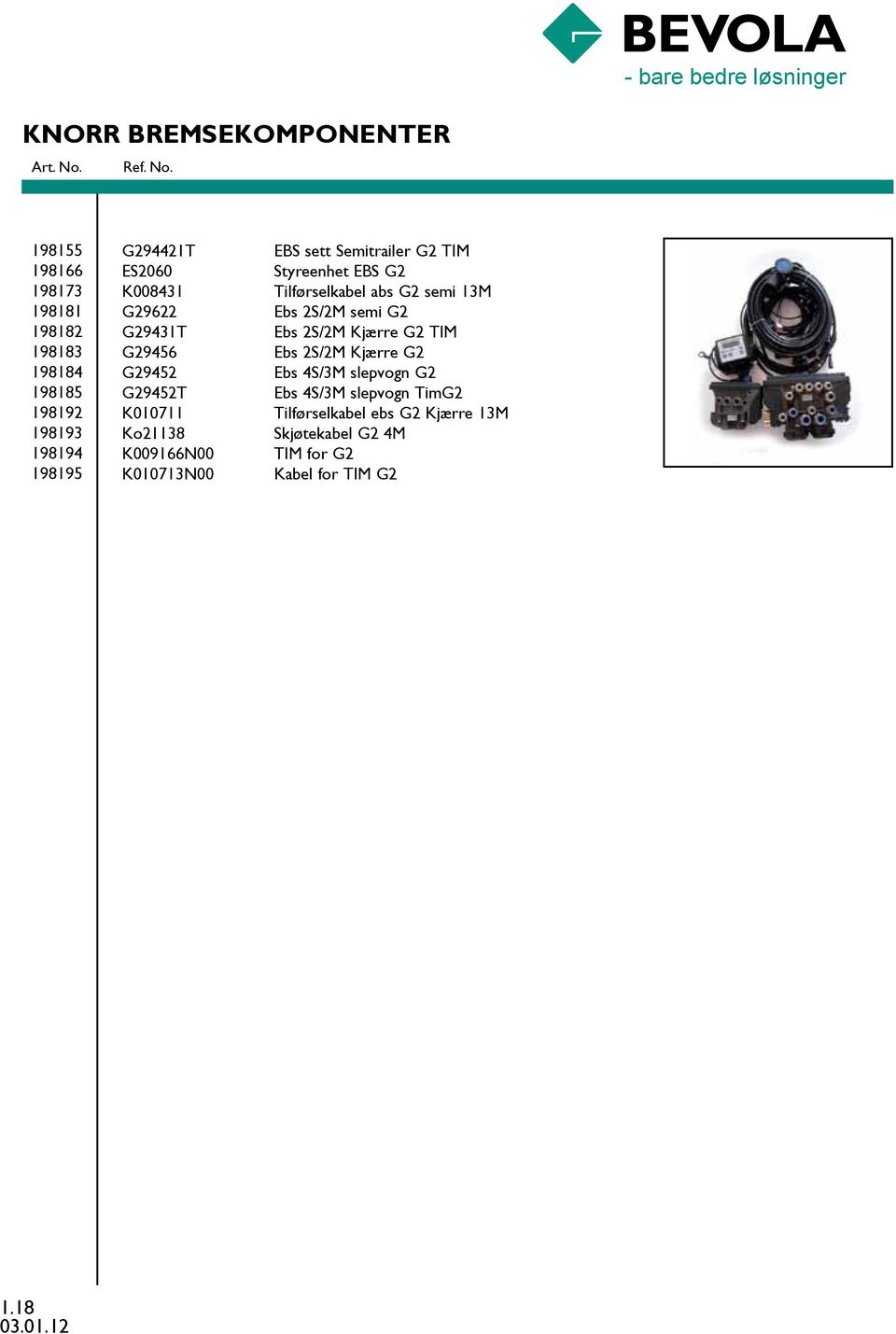 Styreenhet EBS G2 Tilførselkabel abs G2 semi 13M Ebs 2S/2M semi G2 Ebs 2S/2M Kjærre G2 TIM Ebs 2S/2M Kjærre G2 Ebs