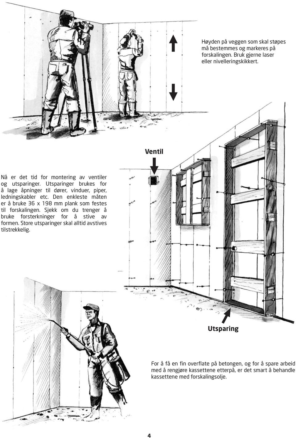 Den enkleste måten er å bruke 36 x 198 mm plank som festes til forskalingen. Sjekk om du trenger å bruke forsterkninger for å stive av formen.