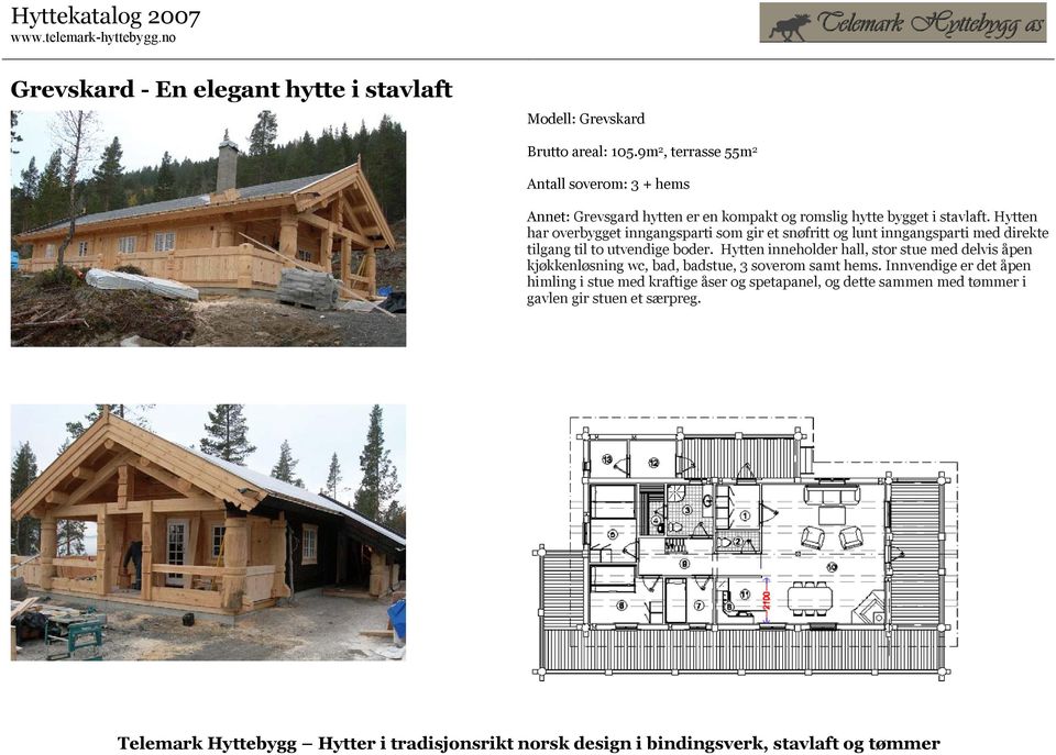 Hytten har overbygget inngangsparti som gir et snøfritt og lunt inngangsparti med direkte tilgang til to utvendige boder.