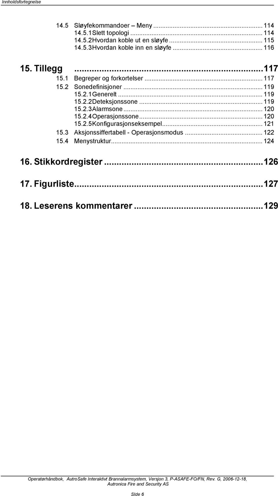 .. 119 15.2.3 Alarmsone... 120 15.2.4 Operasjonssone... 120 15.2.5 Konfigurasjonseksempel... 121 15.