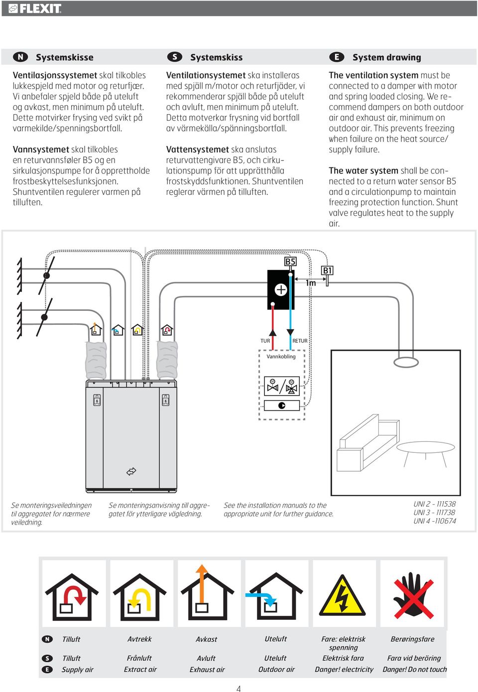 Shuntventilen regulerer varmen på tilluften. Ventilationsystemet ska installeras med spjäll m/motor och returfjäder, vi rekommenderar spjäll både på uteluft och avluft, men minimum på uteluft.