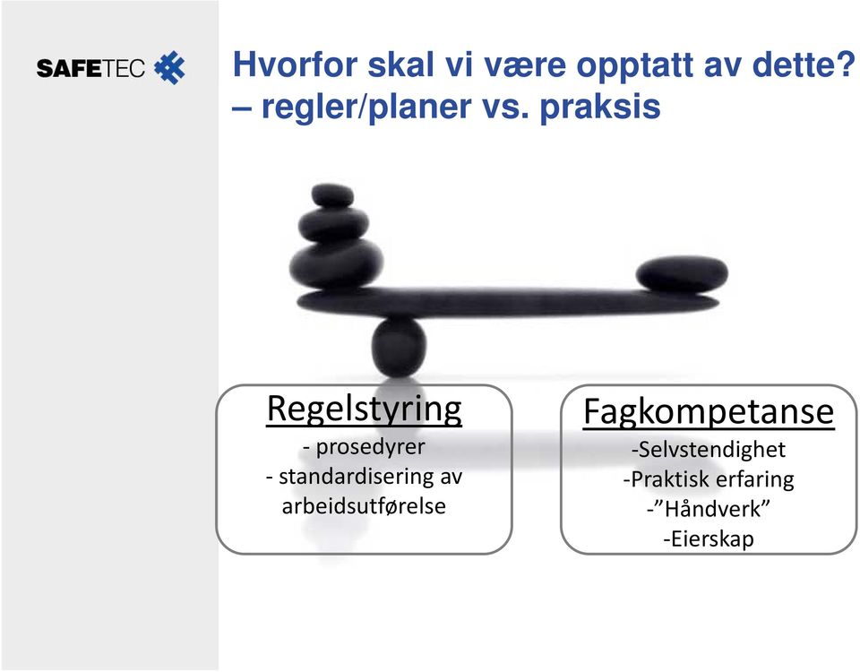 praksis Regelstyring prosedyrer standardisering