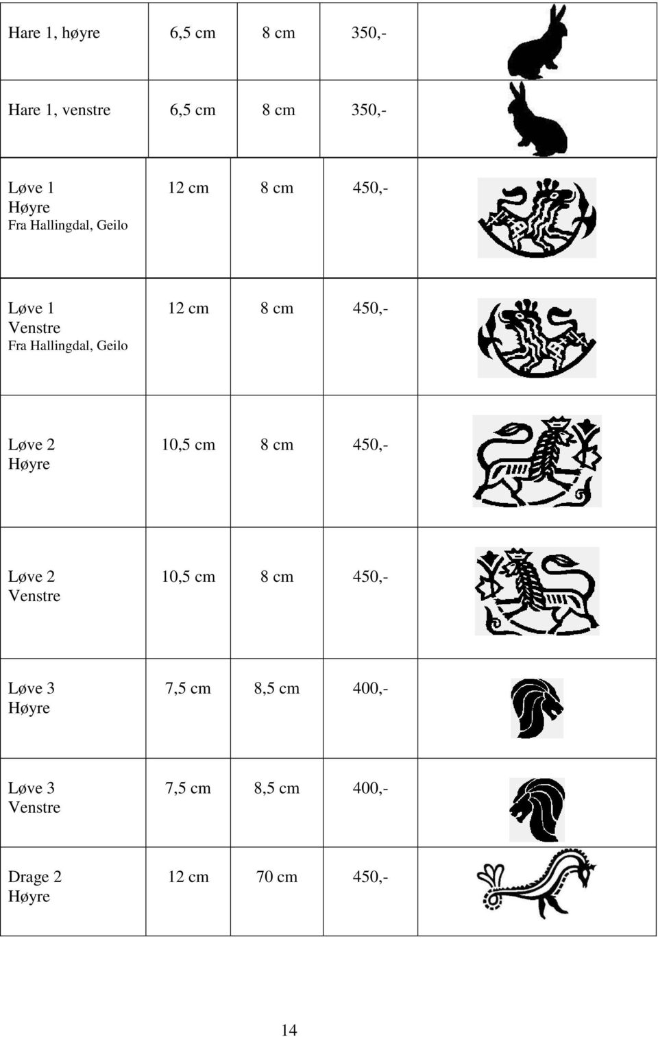 cm 8 cm 450,- Løve 2 10,5 cm 8 cm 450,- Løve 2 10,5 cm 8 cm 450,- Løve 3