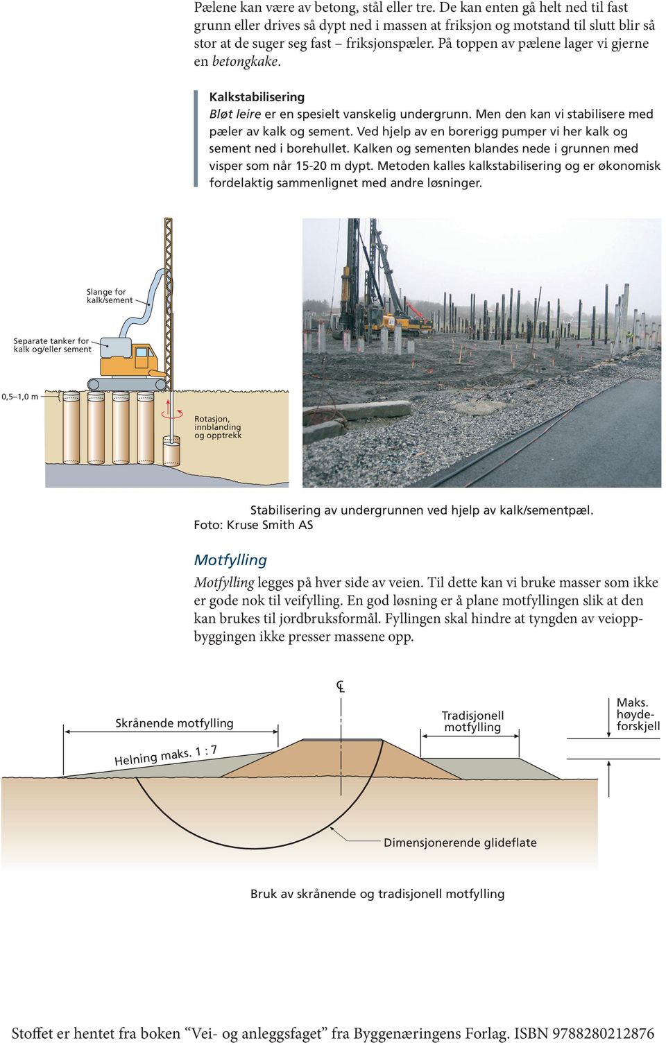 Ved hjelp av en borerigg pumper vi her kalk og sement ned i borehullet. Kalken og sementen blandes nede i grunnen med visper som når 15-20 m dypt.