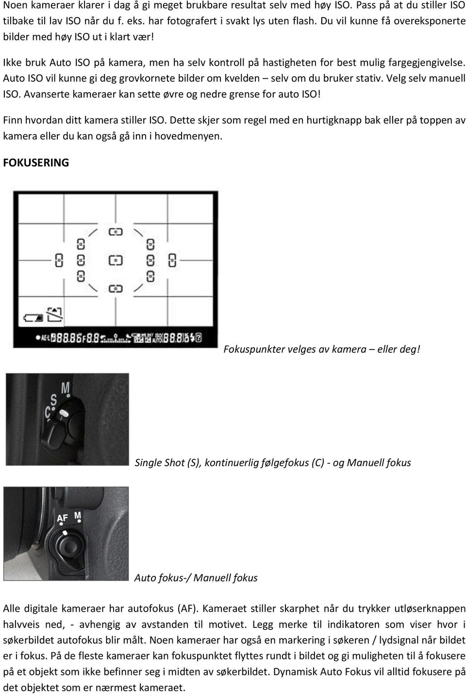 Auto ISO vil kunne gi deg grovkornete bilder om kvelden selv om du bruker stativ. Velg selv manuell ISO. Avanserte kameraer kan sette øvre og nedre grense for auto ISO!