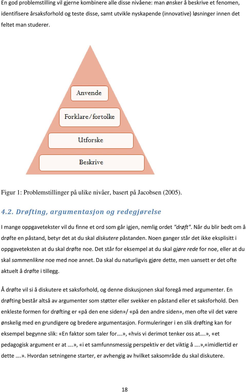 05). 4.2. Drøfting, argumentasjon og redegjørelse I mange oppgavetekster vil du finne et ord som går igjen, nemlig ordet "drøft".