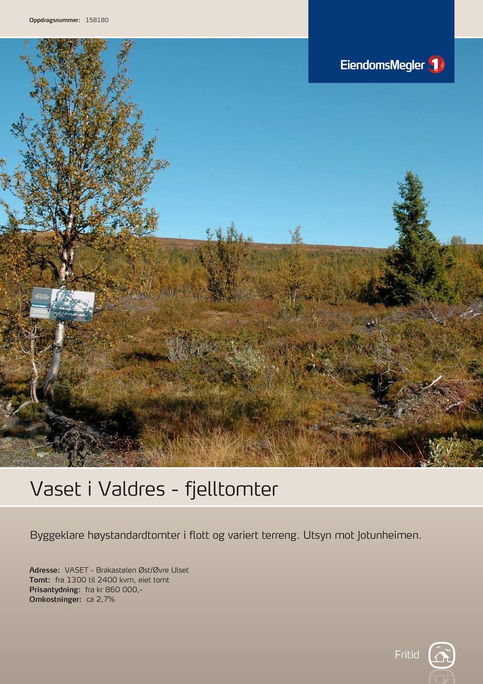 Vaset i Valdres - fjelltomter. Byggeklare høystandardtomter i flott og  variert terreng. Utsyn mot Jotunheimen. Fritid - PDF Free Download