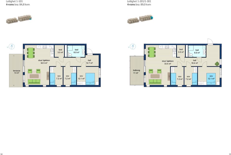 0 m² 3.0 m² 6.0 m² 32.5 m² 12.7 m² 33.4 m² 16.