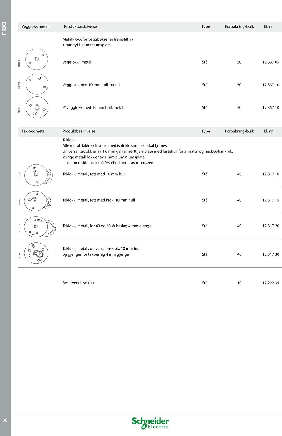 Taklokk metall Produktbeskrivelse Type Forpakning/bulk El. nr. Taklokk Alle metall taklokk leveres med isolokk, som ikke skal fjernes.