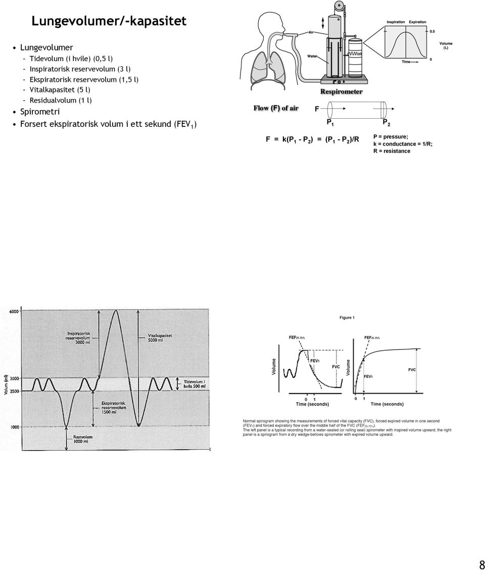 (1 l) Spirometri Forsert ekspiratorisk volum i ett sekund (FEV 1 ) Flow (F) of air F