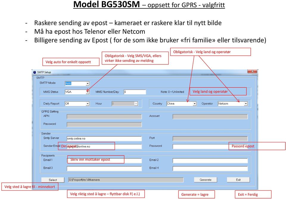 Obligatorisk - Velg SMS/VGA, ellers virker ikke sending av melding Obligatorisk - Velg land og operatør Velg land og operatør Din epost